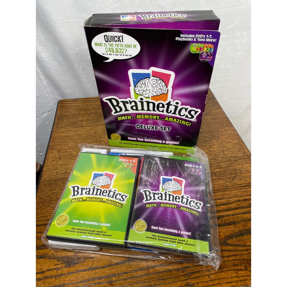 ⁠Brainetics Deluxe Set Complete DVDs 1-7 Math Memory System Mike Byster *READ